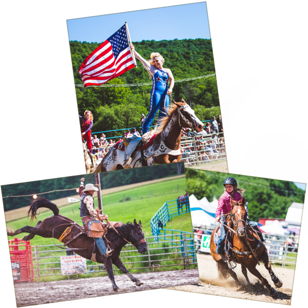 Collage of photos from the Ellicottville Rodeo